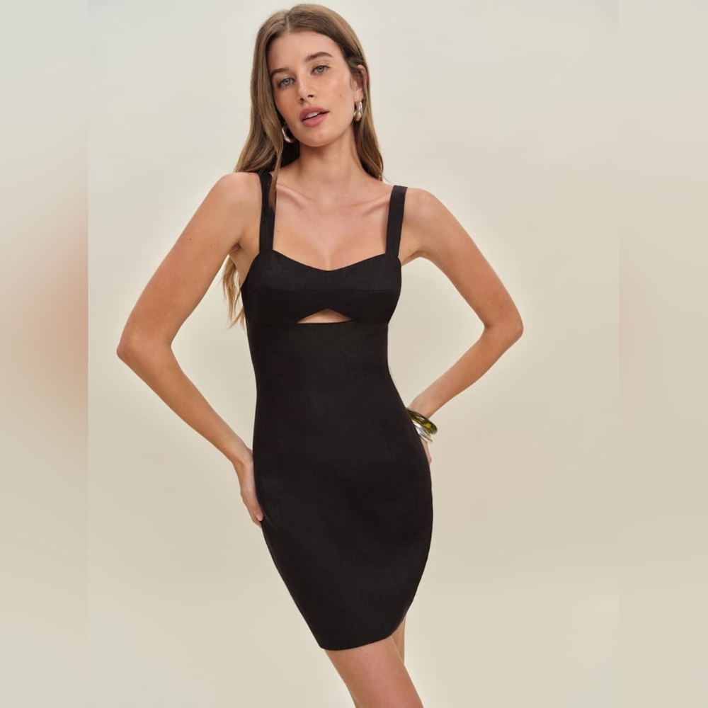 Reformation Belma Linen Dress Black